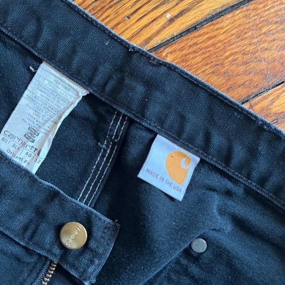 Vintage 90s Carhartt Union Made in USA BO1 BLK Men's Black Double Knee‎ Pants - Picture 4 of 4